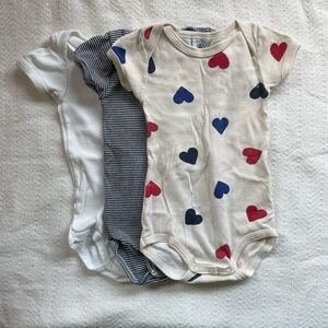 Petit Bateau 3 Onesie Set 12m